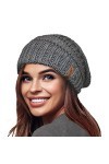 TOSKATOK Bonnet dhiver en Tricot Souple et Chaud pour Femme avec Bonnet de Ski à Doublure Thermique en Velours Supersoft