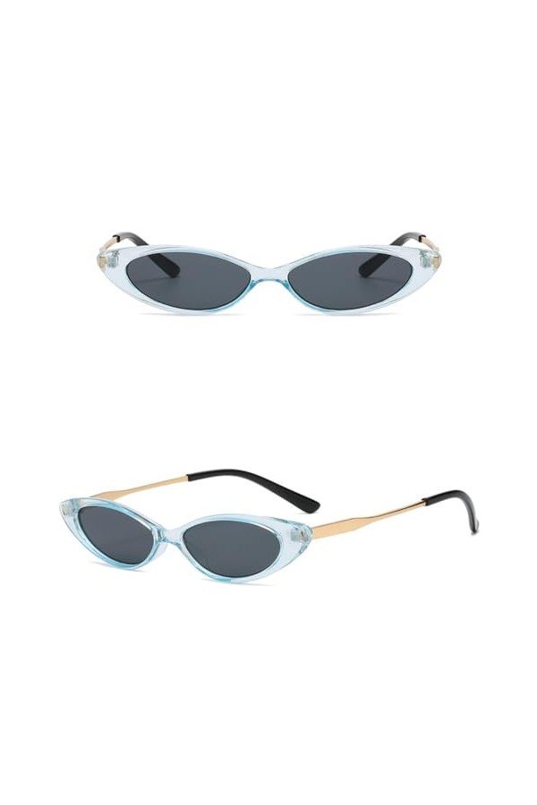 HPIRME Petites lunettes de soleil style œil de chat pour femmes, verres étroits, monture en métal, 3, taille unique
