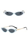 HPIRME Petites lunettes de soleil style œil de chat pour femmes, verres étroits, monture en métal, 3, taille unique