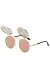 HCHES Steampunk Flip lunettes de soleil hommes femmes cercle lunettes ronde métal cadre Vintage Double lentille lunettes de s