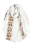 DAMILY Foulard Coton Femme Imprimé Floral Fait Main Écharpe Châle Respirant Belles Étoles de Vacances Gris Foncé