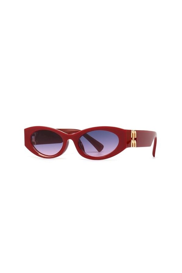 HPIRME Lunettes de Soleil à Grande Monture Femmes Lunettes de Soleil Carrées Vintage pour Femmes Nuances Lunettes Femme, ROUG