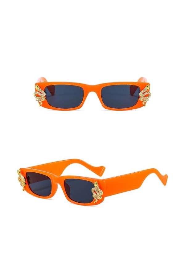 HPIRME Petites lunettes de soleil hommes et femmes lunettes de soleil femmes œil de chat, orange, taille unique