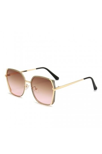 HPIRME Lunettes de soleil en métal pour hommes et femmes, marron rose, taille unique
