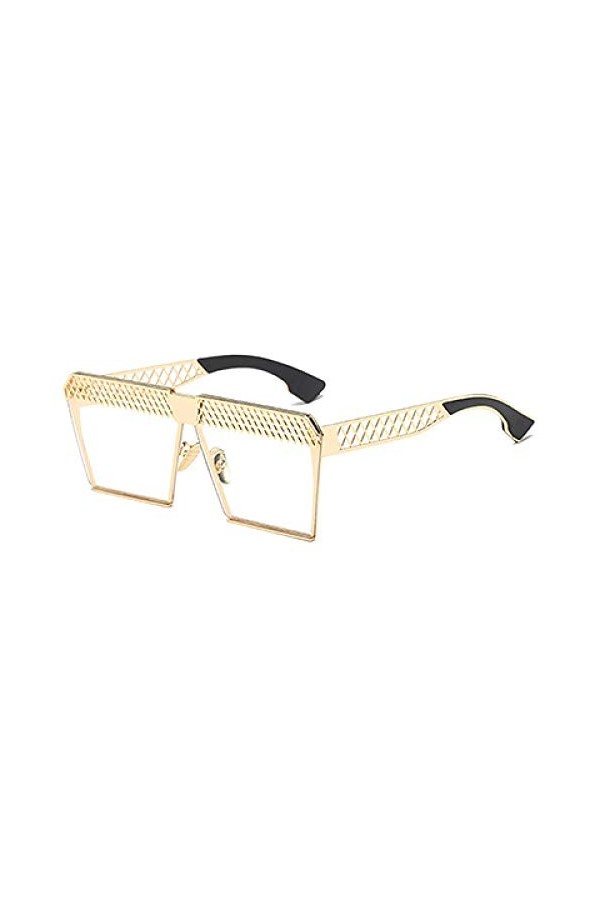 NIUASH Lunettes de Soleil polarisées Femmes carré évider Cadre Lunettes de Soleil polarisées Vintage Verre Plat mâle Femme UV