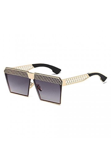 NIUASH Lunettes de Soleil polarisées Femmes carré évider Cadre Lunettes de Soleil polarisées Vintage Verre Plat mâle Femme UV