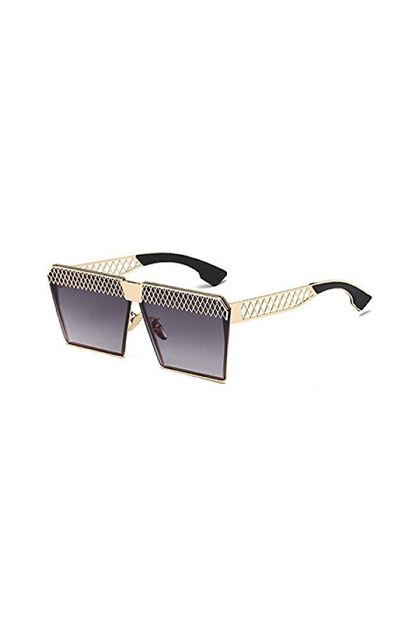 NIUASH Lunettes de Soleil polarisées Femmes carré évider Cadre Lunettes de Soleil polarisées Vintage Verre Plat mâle Femme UV