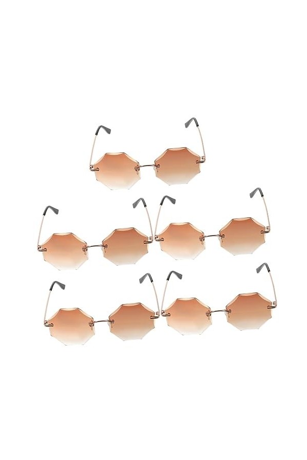 GALPADA 5 Pièces Lunettes De Soleil Sans Monture Lunettes De Soleil De Quai Pour Femmes Lunettes Étoiles Lunettes De Soleil É