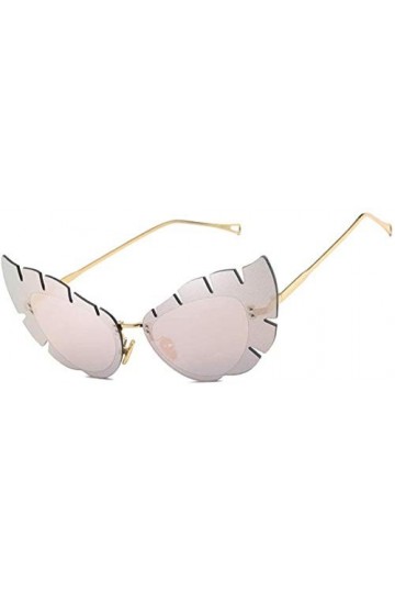 NIUASH Lunettes de Soleil polarisées Lunettes de Soleil Yeux de Chat sans Monture Femmes Vintage Or Marron Lunettes de Soleil