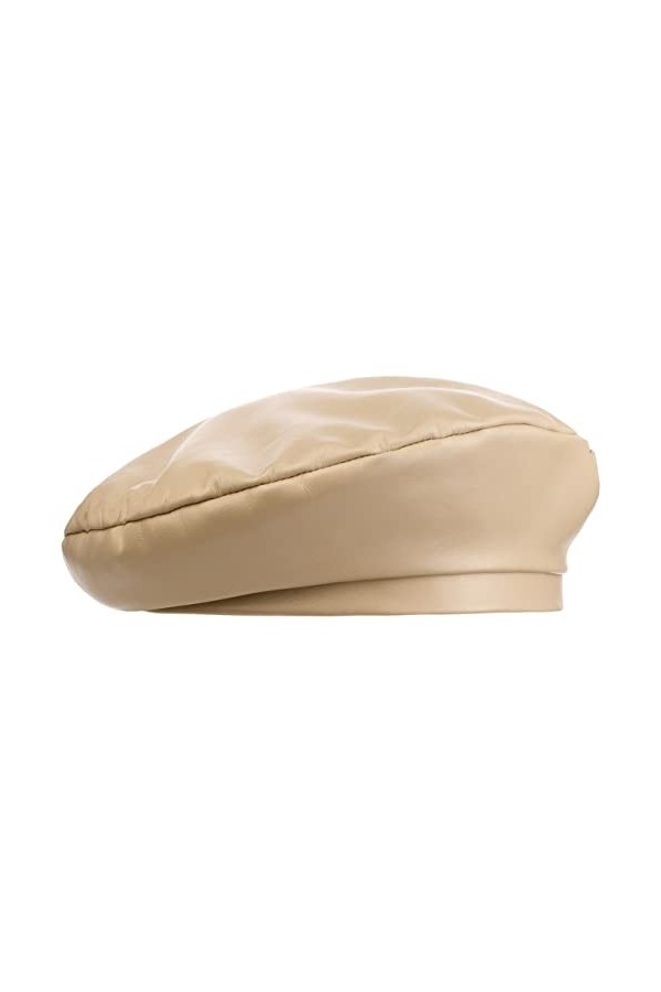 Lierys Béret pour Femme en Cuir Classic - Made in Italy Basque avec Doublure Printemps-été - Taille Unique Beige