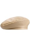 Lierys Béret pour Femme en Cuir Classic - Made in Italy Basque avec Doublure Printemps-été - Taille Unique Beige