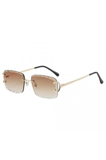 HCHES Lunettes de soleil dété rectangulaires sans monture coupe diamant femmes hommes lunettes de soleil en métal Steampunk 