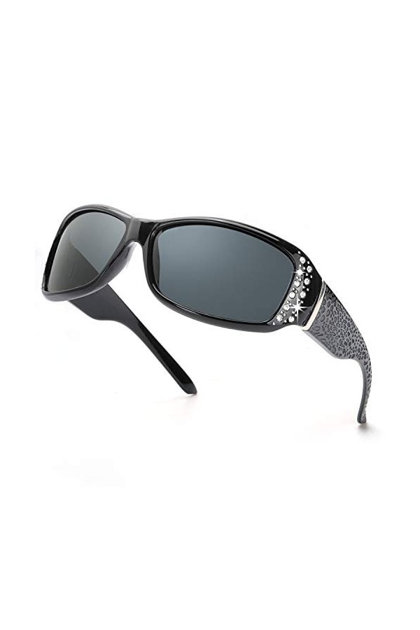 IGnaef lunettes de soleil polarisées strass pour femmes, protection UV400 conduite/pêche/shopping lunettes de soleil femmes
