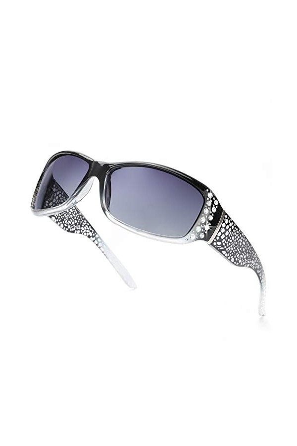 IGnaef lunettes de soleil polarisées strass pour femmes, protection UV400 conduite/pêche/shopping lunettes de soleil femmes