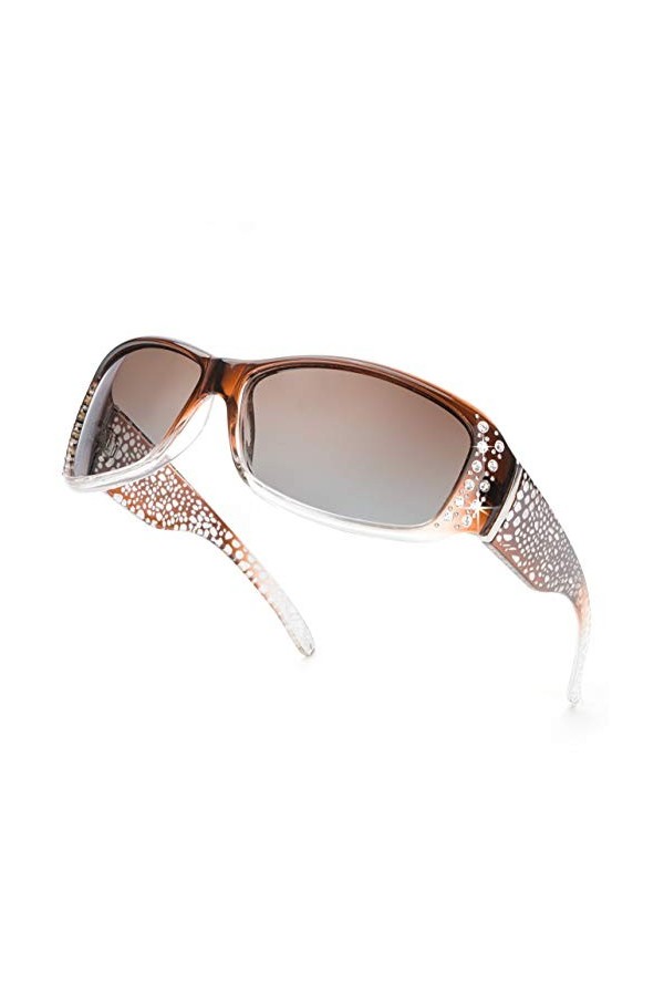 IGnaef lunettes de soleil polarisées strass pour femmes, protection UV400 conduite/pêche/shopping lunettes de soleil femmes