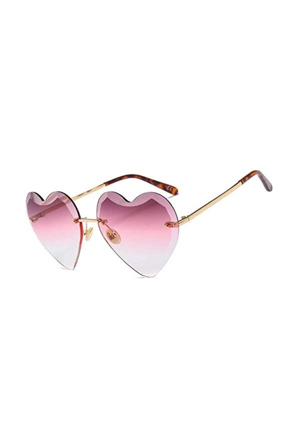 NIUASH Lunettes de Soleil polarisées Amour Coeur Lunettes de Soleil Femmes Lunettes sans Monture Femme Coeurs Forme Lunettes