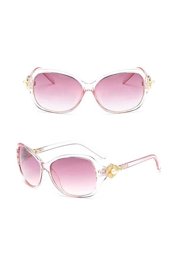 NIUASH Lunettes de Soleil polarisées Classique Luxueux Fleur Perle Lunettes De Soleil Femme Gradual HD Lunettes Lady Vintage