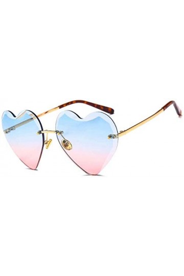 NIUASH Lunettes de Soleil polarisées Amour Coeur Lunettes de Soleil Femmes Lunettes sans Monture Femme Coeurs Forme Lunettes 