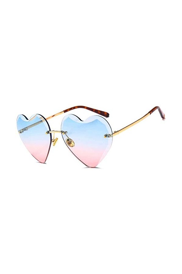 NIUASH Lunettes de Soleil polarisées Amour Coeur Lunettes de Soleil Femmes Lunettes sans Monture Femme Coeurs Forme Lunettes 
