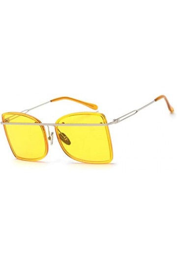NIUASH Lunettes de Soleil polarisées Vintage Lunettes de Soleil surdimensionnées Femmes moitié métal été Style carré Bonbon C