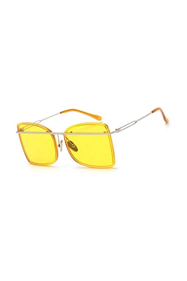 NIUASH Lunettes de Soleil polarisées Vintage Lunettes de Soleil surdimensionnées Femmes moitié métal été Style carré Bonbon C