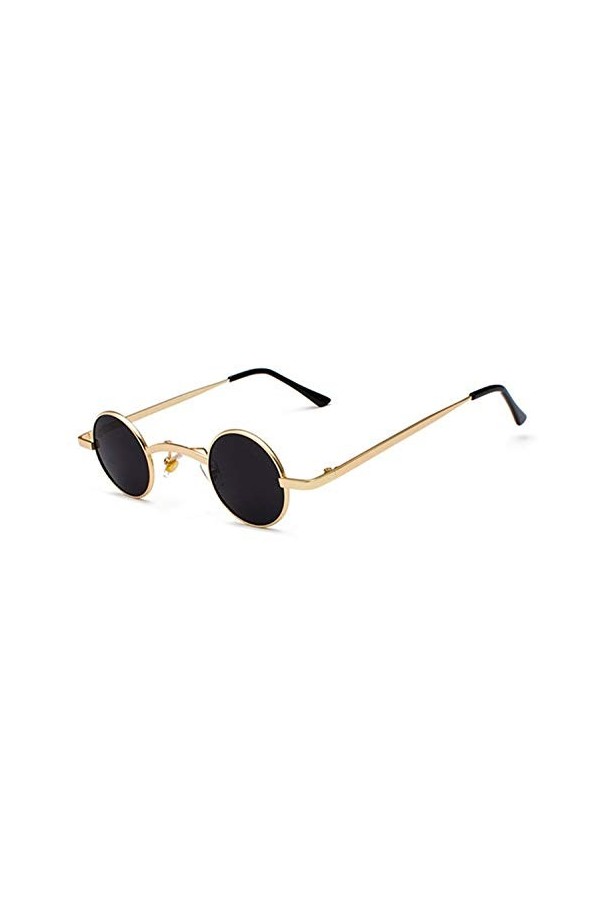 AUSUB Lunettes de soleil femme Classique Small Round Punk Lunettes de soleil large pont Retro Rock rouge clair Lunettes de so