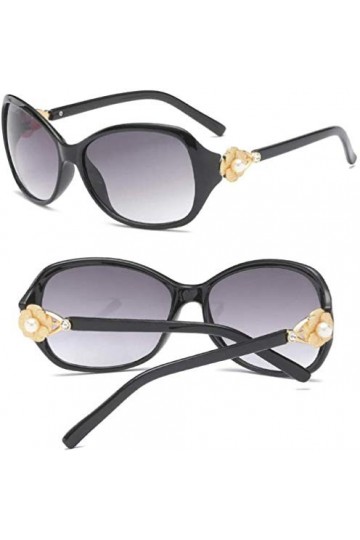 ZYIZEE Lunettes de Soleil Classique Luxueux Fleur Perle Lunettes De Soleil Femme Gradual HD Lunettes Lady Vintage Lunettes De