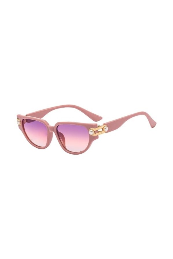 HPIRME Lunettes de Soleil Oeil de Chat Femme Rétro Conduite Ronde Cadre en Métal Lunettes de Soleil pour Femme Miroir UV400,5