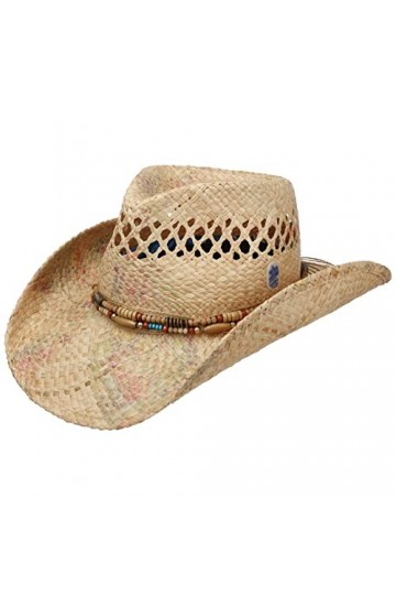 STETSON Chapeau en Paille Arango Western Femme - de Soleil Cowboy Printemps-été - M 56-57 cm Nature