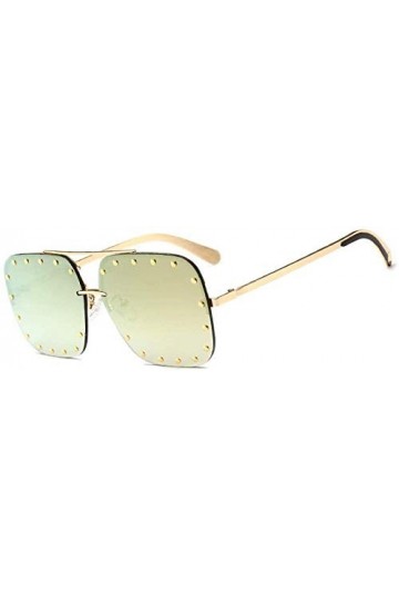 ZYIZEE Lunettes de Soleil Femmes Lunettes de Soleil carrées Semi-sans Monture Femme métal Rivet décoration Mode Lunettes de S
