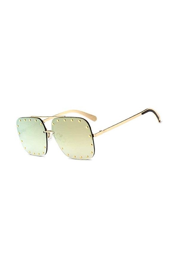 ZYIZEE Lunettes de Soleil Femmes Lunettes de Soleil carrées Semi-sans Monture Femme métal Rivet décoration Mode Lunettes de S