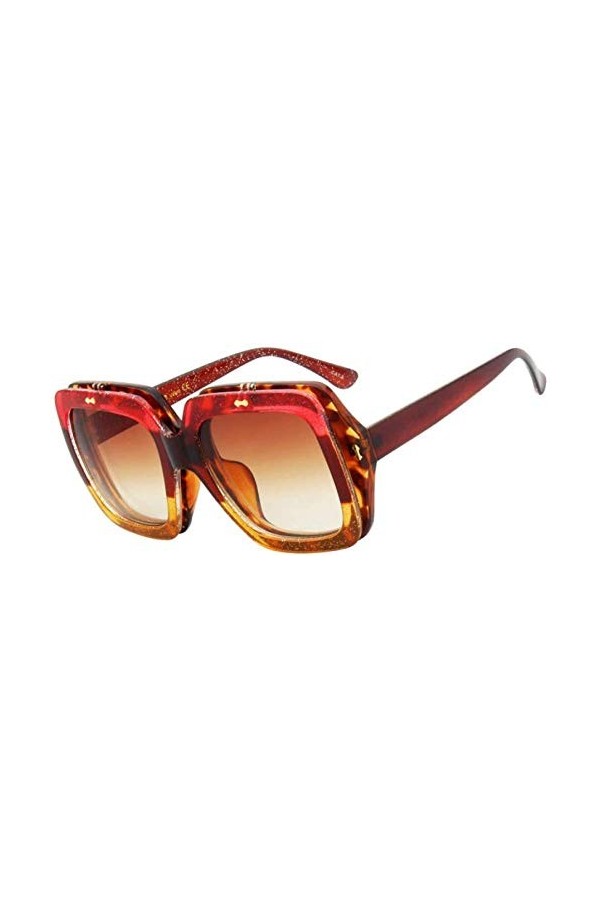 NIUASH Lunettes de Soleil polarisées Lunettes de Soleil Pliantes surdimensionnées Femmes Mode dégradé lentille carrée Lunette