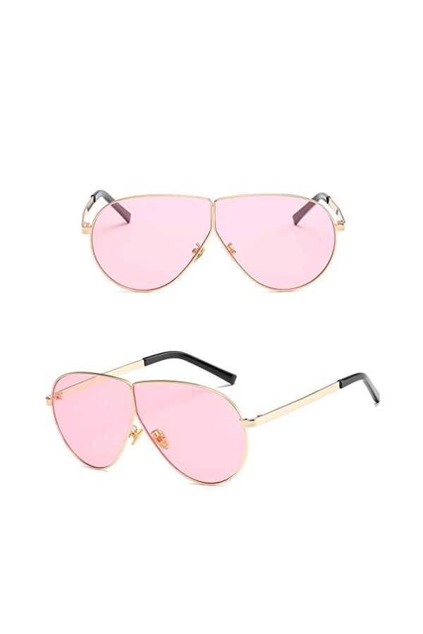 YWYU Nouveau Lunettes de Soleil à Monture Large en métal Lunettes de Soleil Anti-UV pour Hommes et Femmes avec Lunettes de So