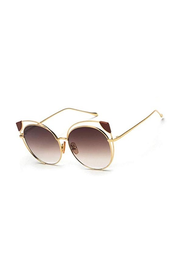 NIUASH Lunettes de Soleil polarisées Lunettes de Soleil Oeil de Chat Creuses Marron Femmes Vintage Dames Lunettes de Soleil M