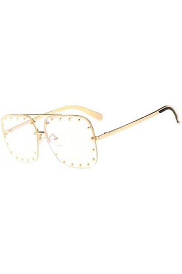 NIUASH Lunettes de Soleil polarisées Femmes Lunettes de Soleil carrées Semi-sans Monture Femme métal Rivet décoration Mode Lu