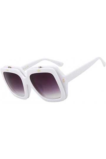 NIUASH Lunettes de Soleil polarisées Lunettes de Soleil Pliantes surdimensionnées Femmes Mode dégradé lentille carrée Lunette