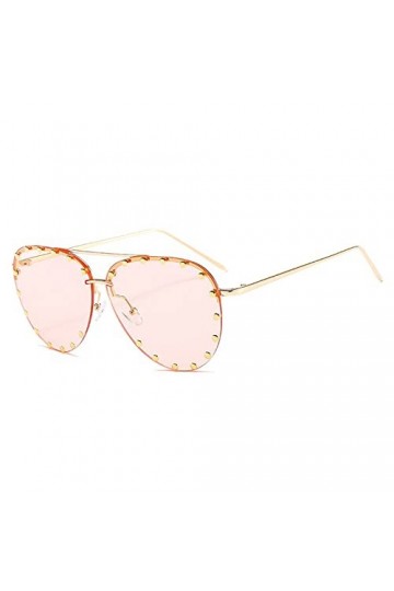 HPIRME Retro Rivets Femmes Lunettes de soleil sans monture Mesdames Gradient Punk Style Lunettes, Champagne, taille unique