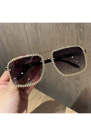 Mode Lunettes De Soleil Vintage pour Femmes Lunettes De Soleil Qualtiy Hommes Bling Diamond Nuances Carrées pour Lunettes Fem