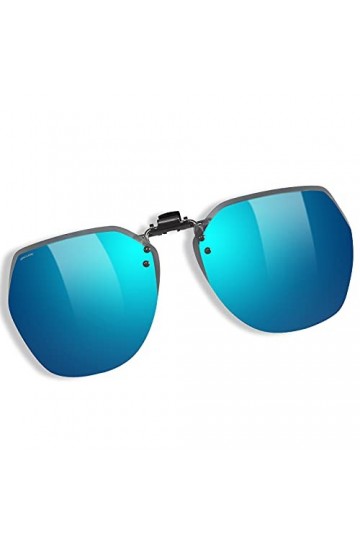 Lunettes de soleil à clipser polarisées UV 400 pour homme et femme Vision haute définition, bleu