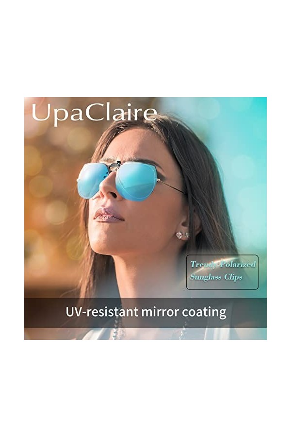 Lunettes de soleil à clipser polarisées UV 400 pour homme et femme Vision haute définition, bleu
