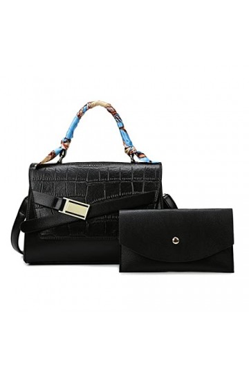 FANDARE Sac a Main Femmes Sacs Cabas Dépaule Sac à Bandouliere Sacoche Portés Epaule Cuir PU Sac Fourre-Tout 2pcs Sac Messag