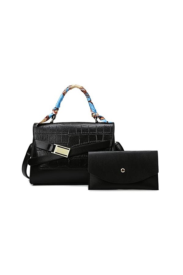 FANDARE Sac a Main Femmes Sacs Cabas Dépaule Sac à Bandouliere Sacoche Portés Epaule Cuir PU Sac Fourre-Tout 2pcs Sac Messag