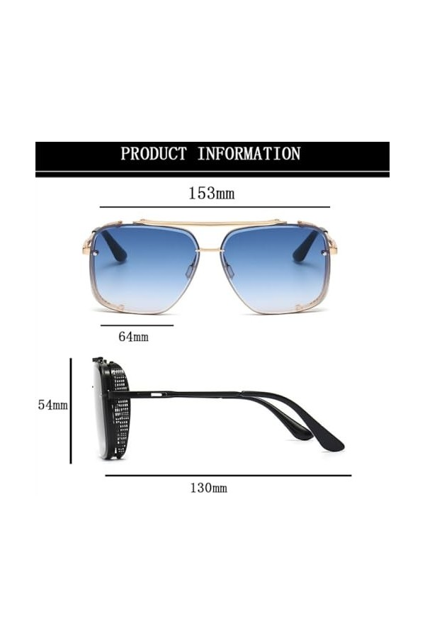 MUTYNE Lunettes de soleil Steampunk vintage pour hommes et femmes, surdimensionnées, tendance, rétro, carrées, G06, taille un