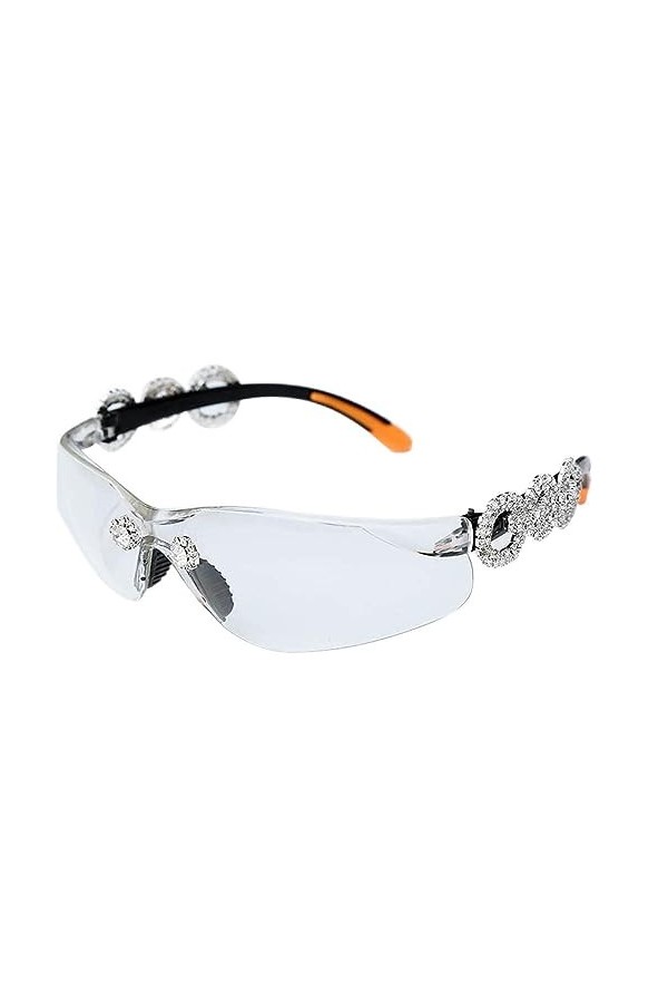 Diamond Rimless Lunettes de soleil Femmes Hommes Strass Lunettes de soleil Bouclier Goggle Lunettes Shades Sun Glass,3,Taille
