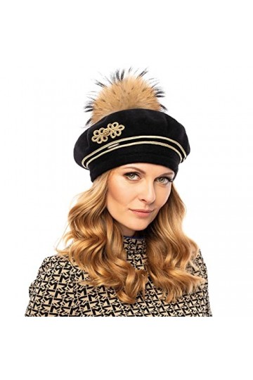 VIVISENCE Béret Classique Et À La Mode Handmade 7066, Noir,UNI