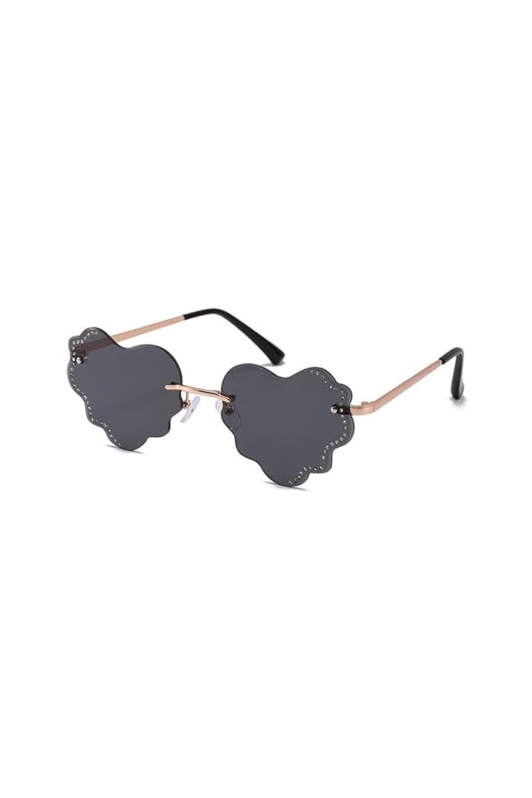 Lunettes de Soleil Coeur de Mode en métal Femmes Luxe Unique Rose LOVE Lentilles Lunettes de Soleil Nuances de Noël UV400, C0