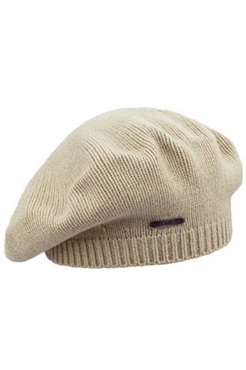 MELEGARI Bonnet Basque en Tricot | Femme | 100 % Cachemire | Stresa Beret | Fabriqué en Italie, beige