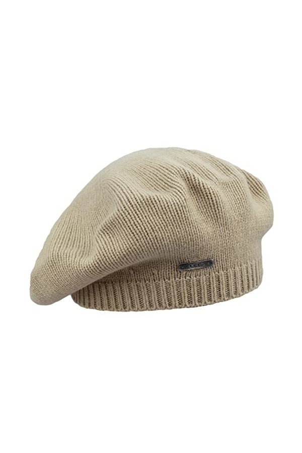 MELEGARI Bonnet Basque en Tricot | Femme | 100 % Cachemire | Stresa Beret | Fabriqué en Italie, beige