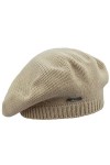 MELEGARI Bonnet Basque en Tricot | Femme | 100 % Cachemire | Stresa Beret | Fabriqué en Italie, beige