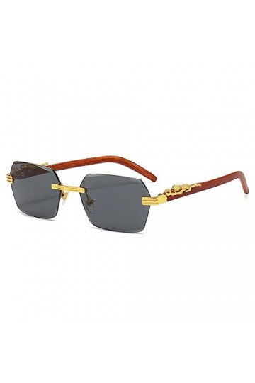 HPIRME Lunettes de soleil carrées sans monture hommes femmes lunettes de soleil léopard sans cadre Vintage lunettes de voyage